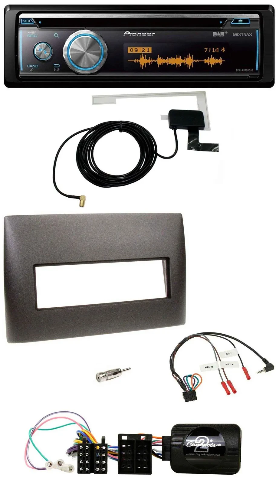 Автомагнитола для Fiat Stilo (2001–2007) Pioneer Bluetooth, DAB, USB, CD, черный