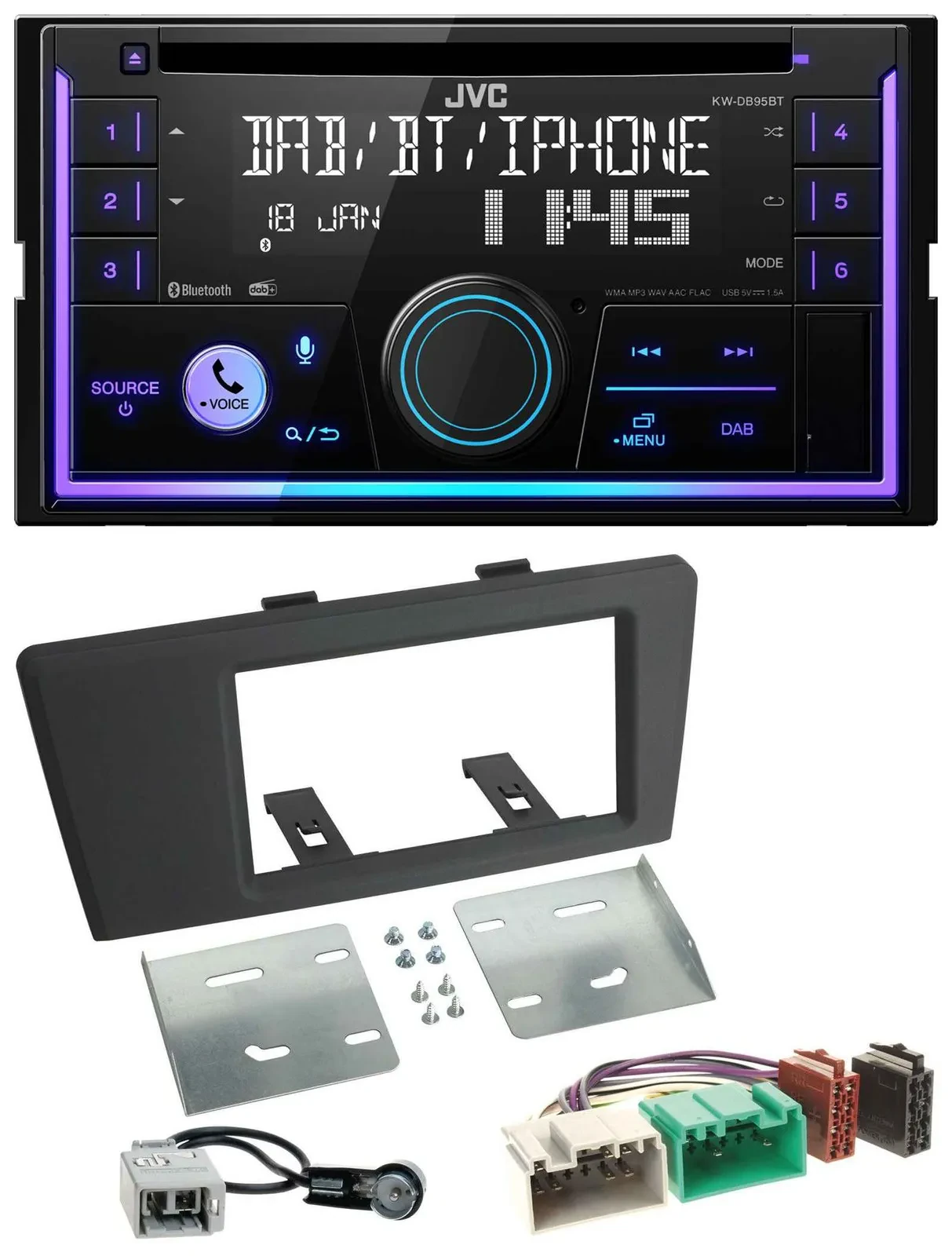 JVC MP3 USB 2DIN DAB Bluetooth CD Autoradio für Volvo S60 S70 C70 V70 00-03