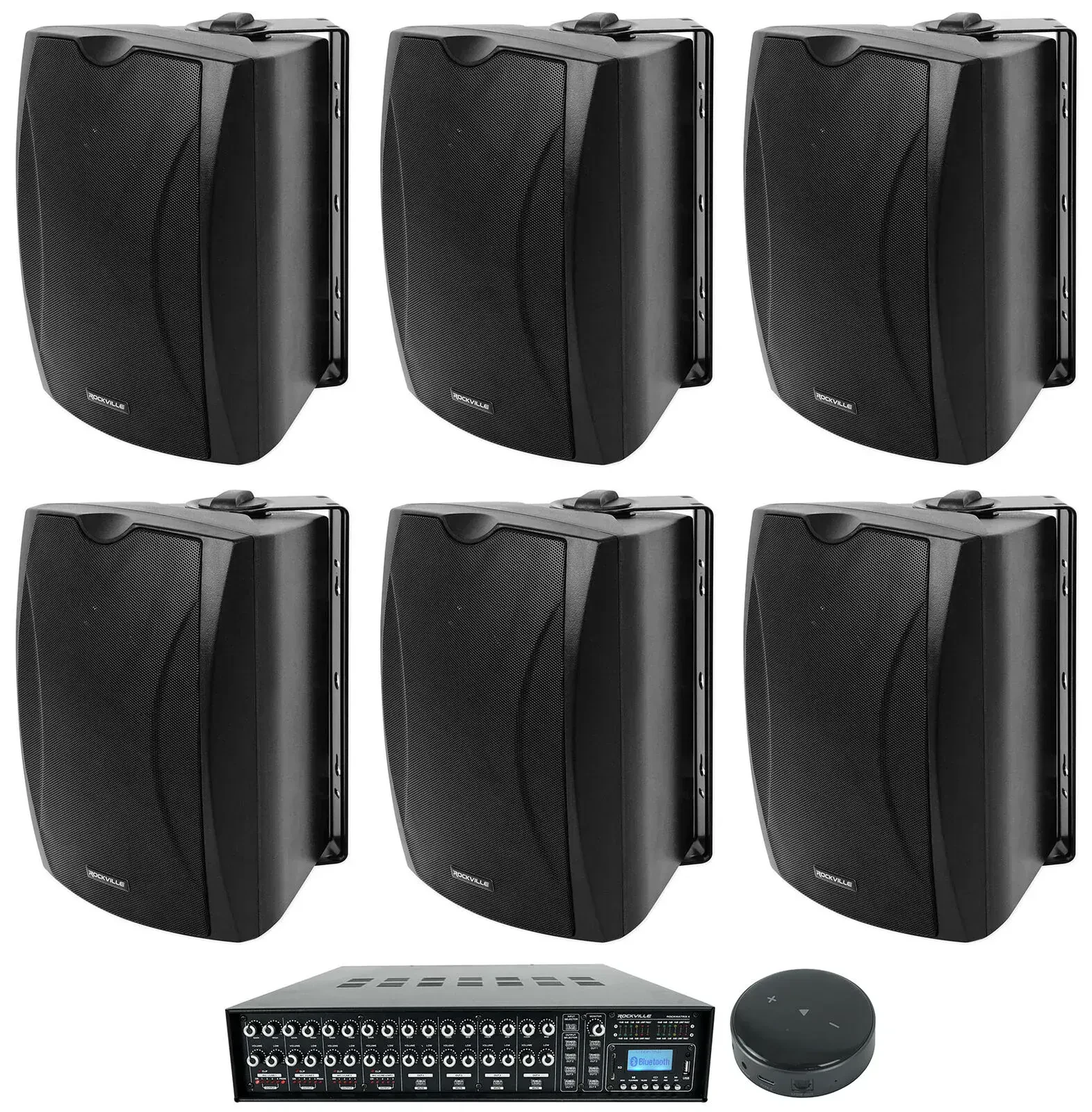 Настенная акустика Rockville ROCK MATRIX 4+(6) WET-5B+Wiim Mini Black с усилителем (6 штук)