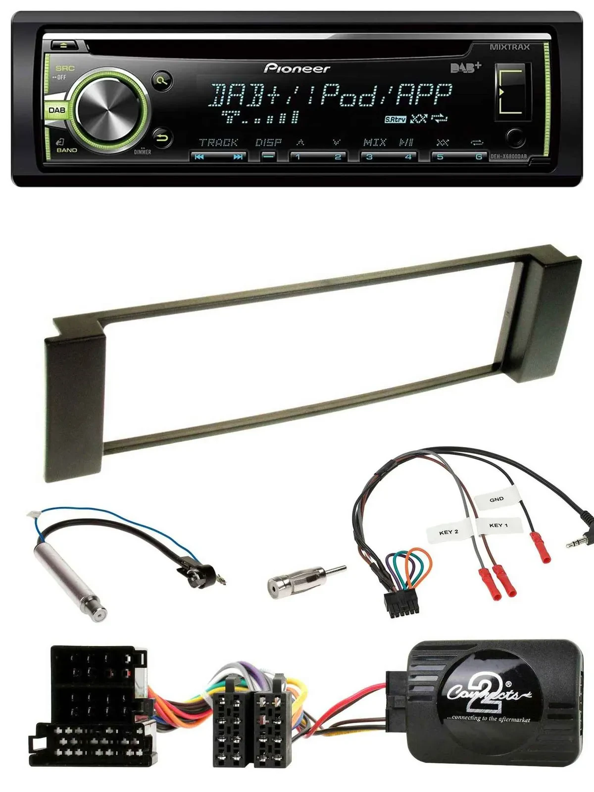 Автомагнитола Pioneer DAB USB MP3 CD для Audi A3/A6 (2000–2004) с поддержкой кнопок на руле