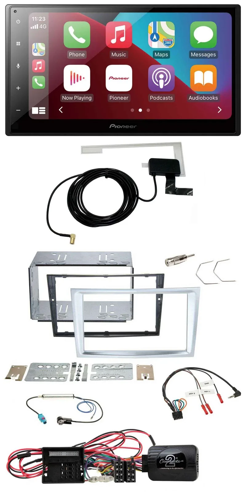 Автомагнитола Pioneer 2DIN, USB, Bluetooth, DAB, для Opel Corsa D (с 2009), матовый хром