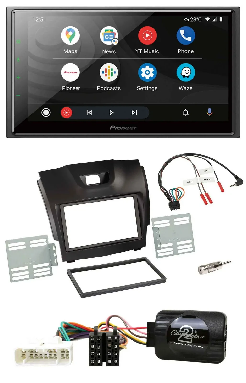 Pioneer USB 2DIN DAB Lenkrad Bluetooth Autoradio für Isuzu D-Max ab 12 dunkelgra