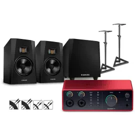 Focusrite Scarlett 4i4 Gen 4 with Adam Audio Monitors/T10S Sub/Stands/Cables T7V
