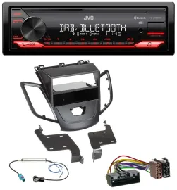 Автомагнитола JVC Bluetooth USB DAB MP3 для Ford Fiesta (2010–2017) JA8, без дисплея, черный