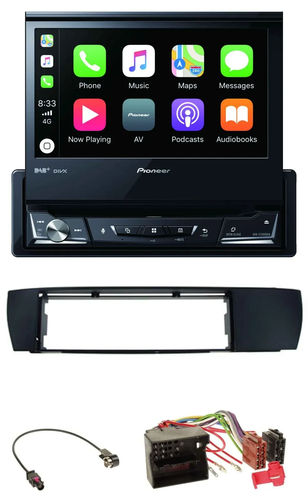 Pioneer DVD Bluetooth DAB USB MP3 Autoradio für BMW X3 (E83 2004-2010) seitlich