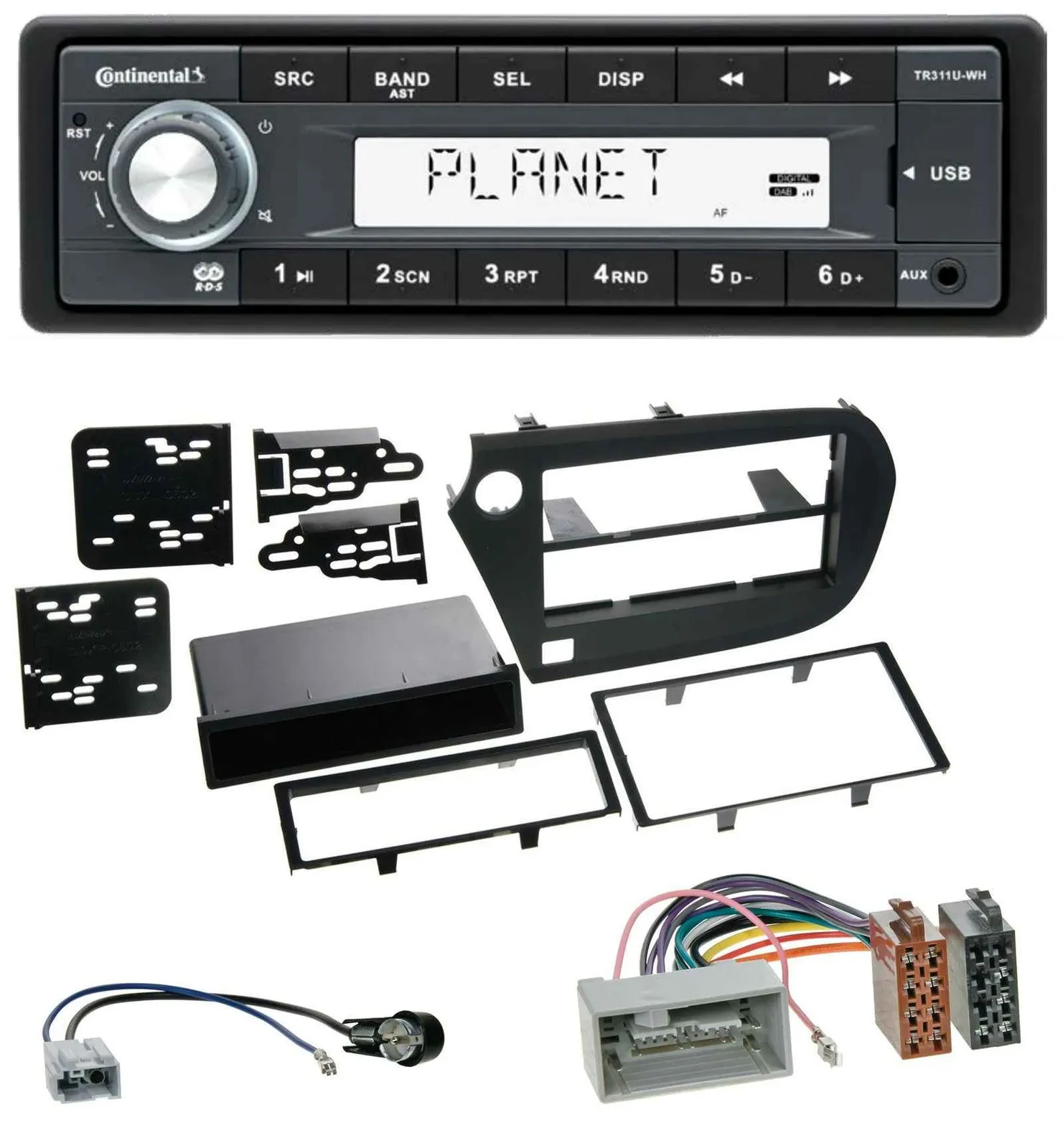 Continental USB MP3 AUX 1DIN Autoradio für Honda Insight (ZE2, 2009-2013)