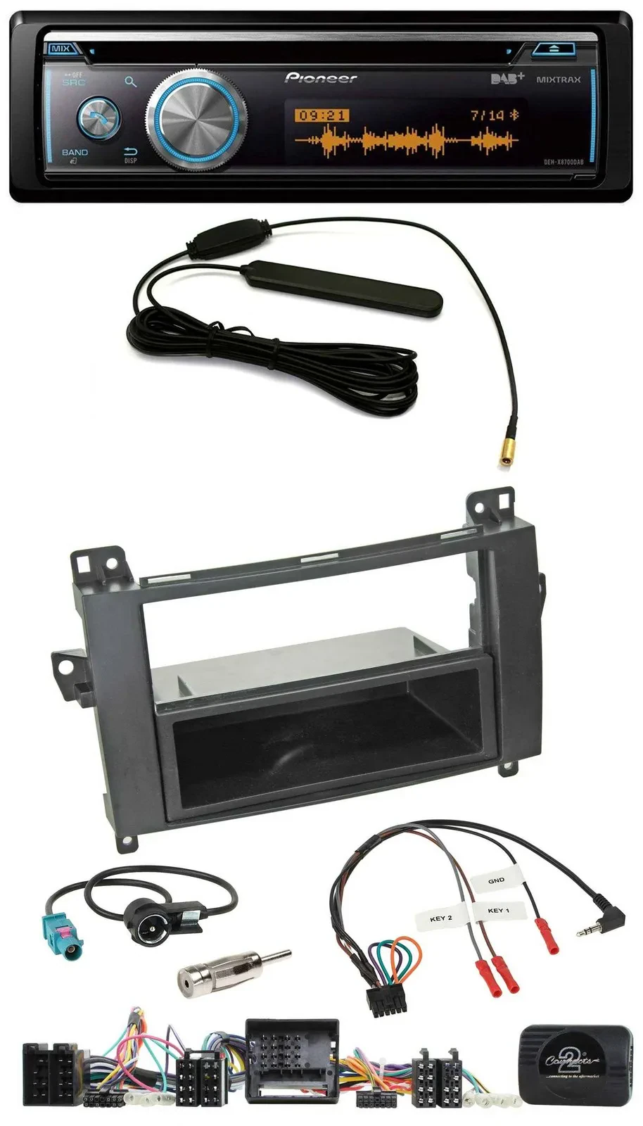 Автомагнитола Pioneer CD, USB, Bluetooth, DAB для Mercedes A-Class W169, B-Class