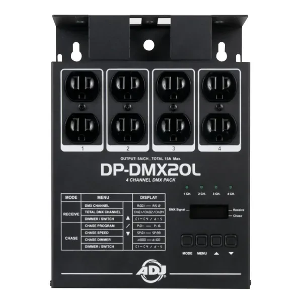 ADJ DP-DMX20L 600 Watt 4-Channel Universal DMX Dimmer Pack Light Control idjnow