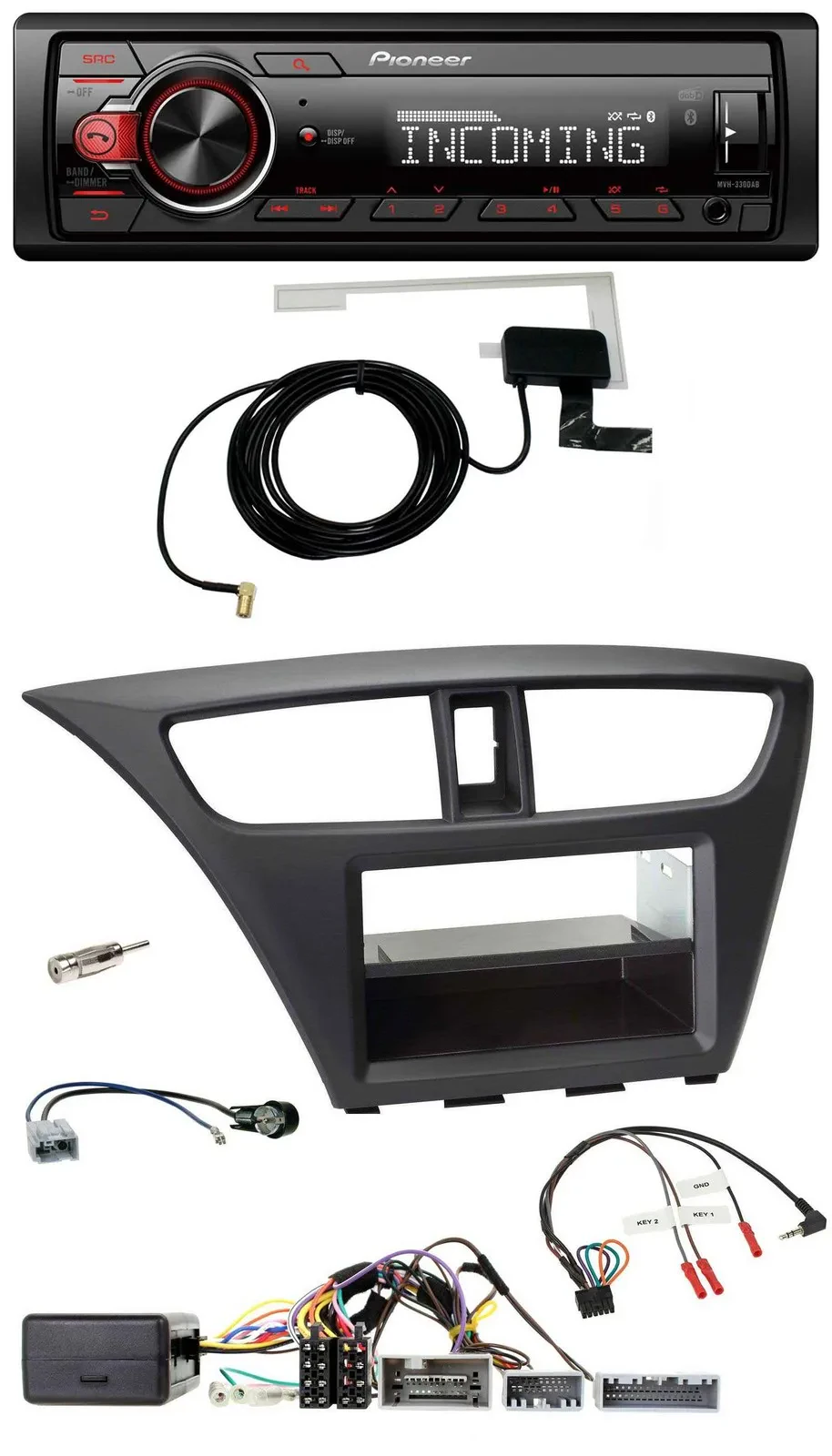 Pioneer USB Lenkrad DAB Bluetooth Autoradio für Honda Civic (ab 2012)