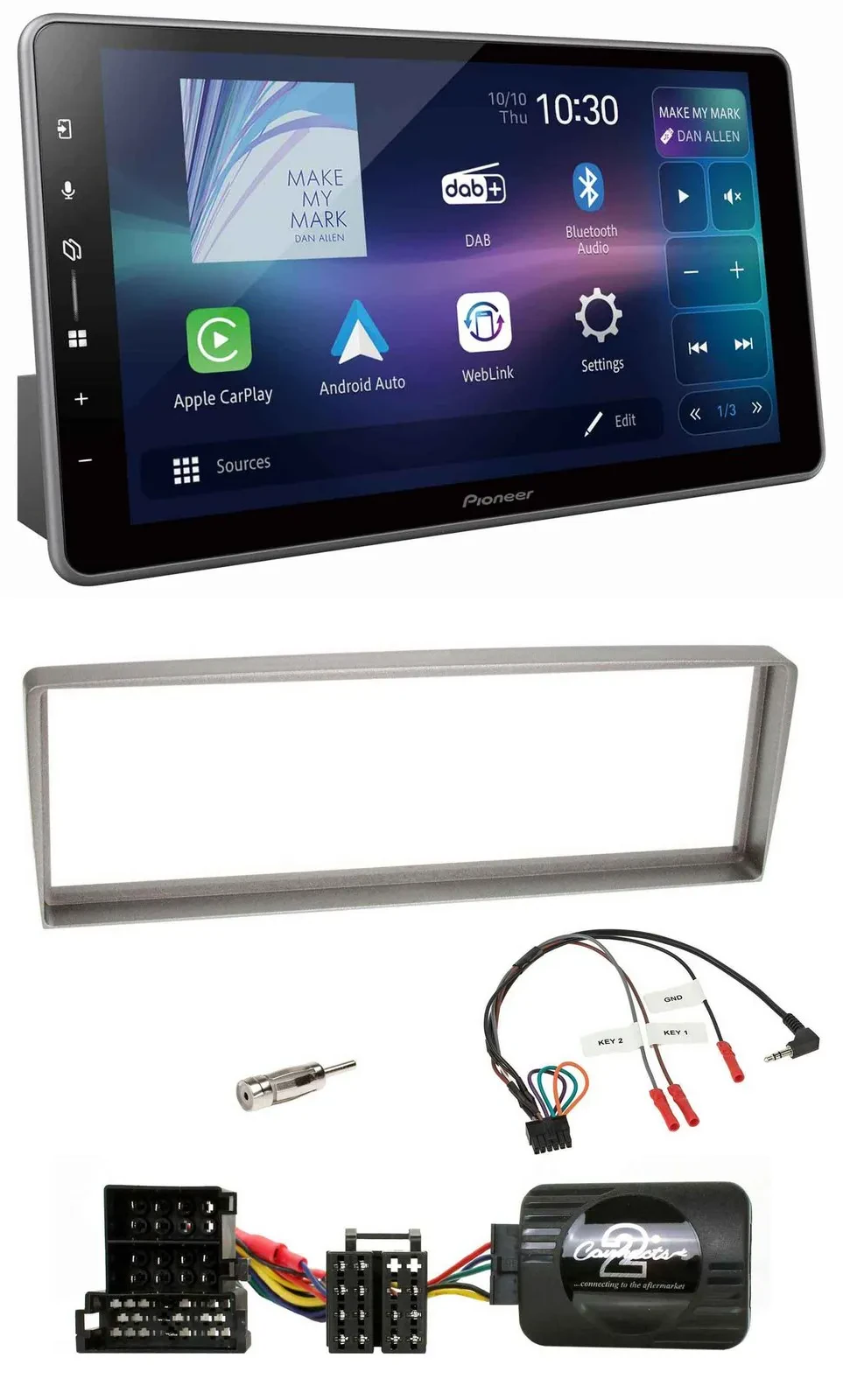Pioneer Bluetooth USB DAB Lenkrad Autoradio für Alfa Romeo 156 ab 2003 silber