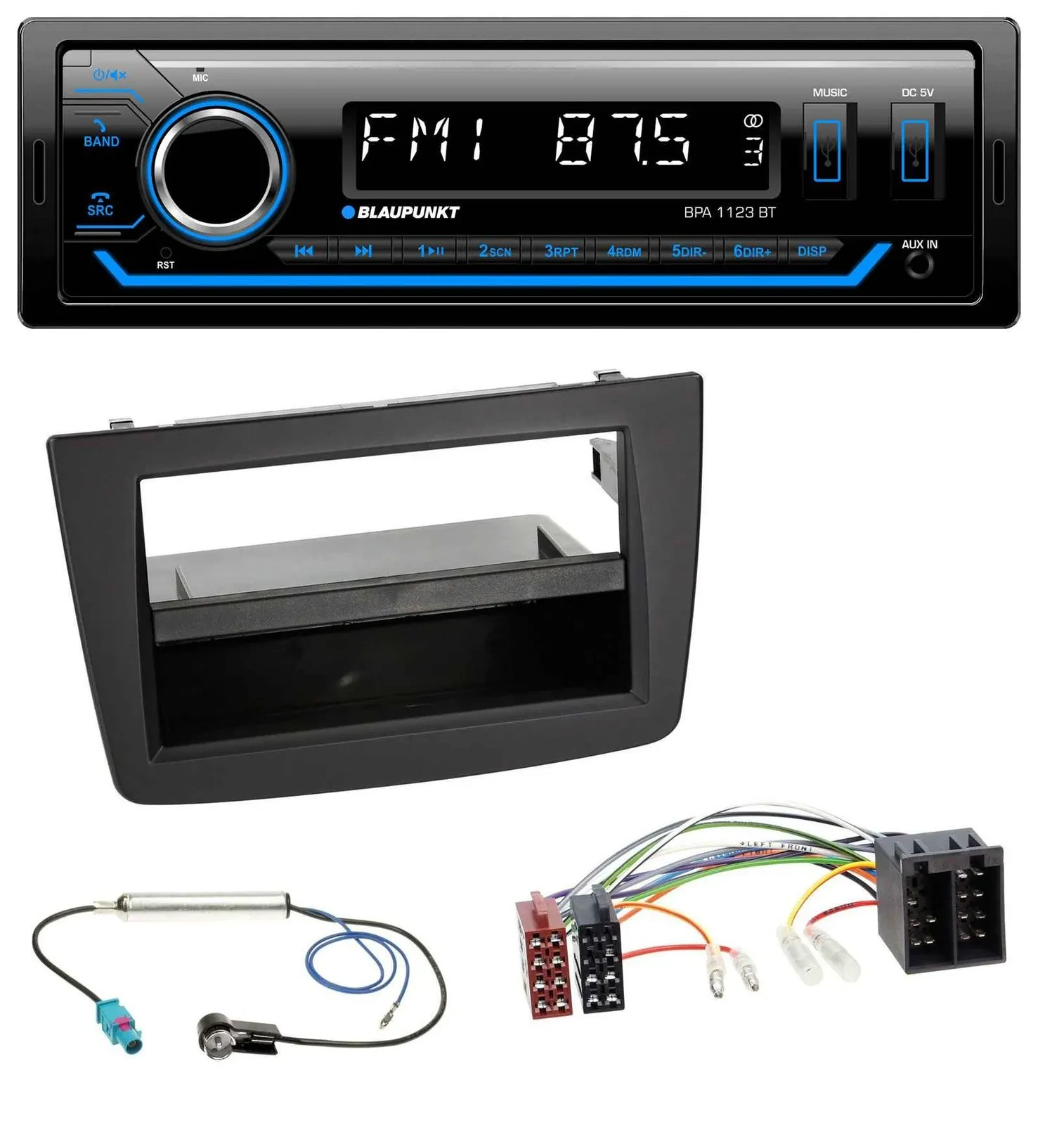 Blaupunkt MP3 Bluetooth USB AUX Autoradio für Alfa Romeo Mito 955 08-14 ISO schw