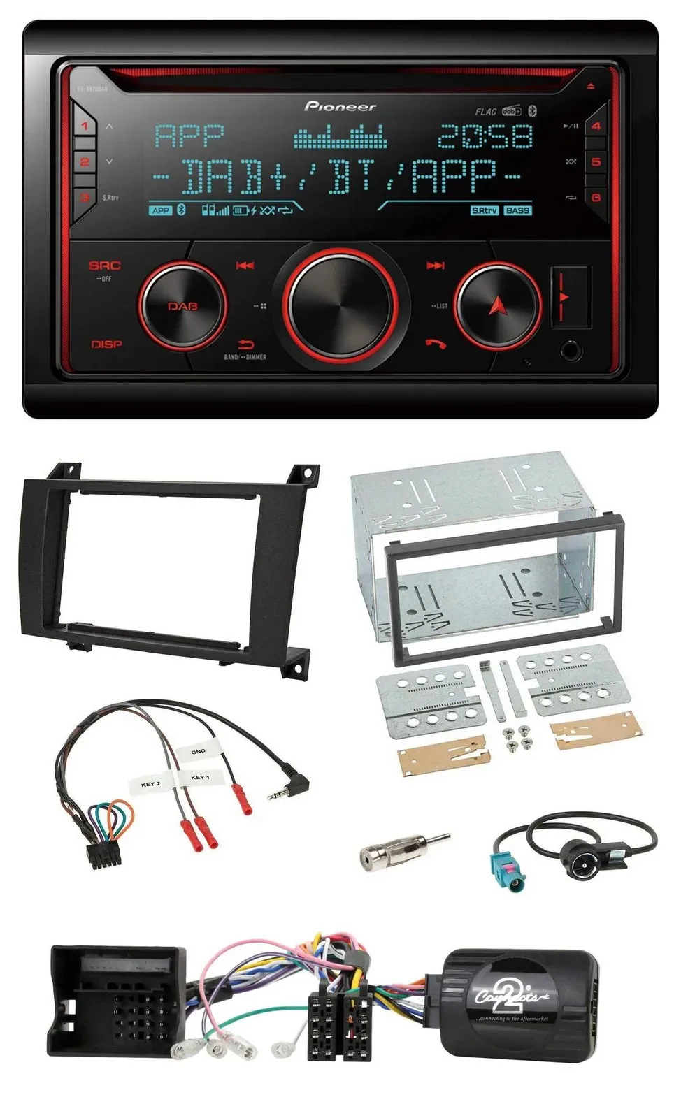 Pioneer 2DIN DAB Lenkrad Bluetooth USB CD Autoradio für Mercedes SLK R171 2004-2