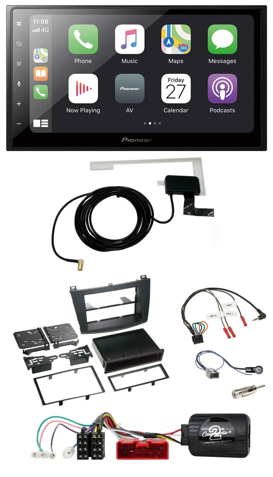 Pioneer USB Lenkrad 2DIN Bluetooth DAB Autoradio für Mazda 3 09-13 analog