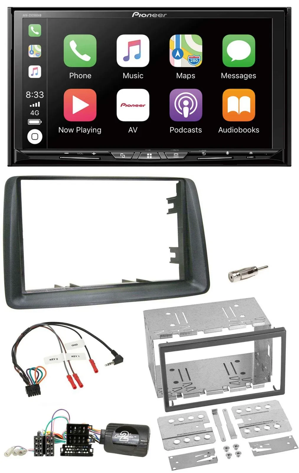 Pioneer 2DIN Lenkrad USB DAB DVD Bluetooth Autoradio für Fiat Panda 2007-2012 gr