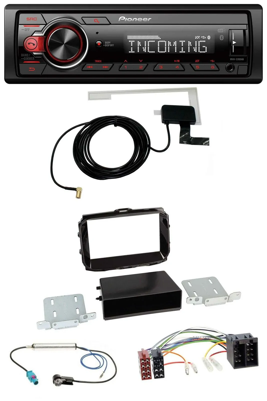 Pioneer MP3 AUX CD DAB USB Autoradio für Alfa Giulietta ab 2013 ISO piano-schwar