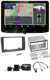 Автомагнитола для Fiat Idea 2006–2012 Kenwood 2DIN, Bluetooth, DAB, TMC, USB, навигация, поддержка кнопок на руле, серый
