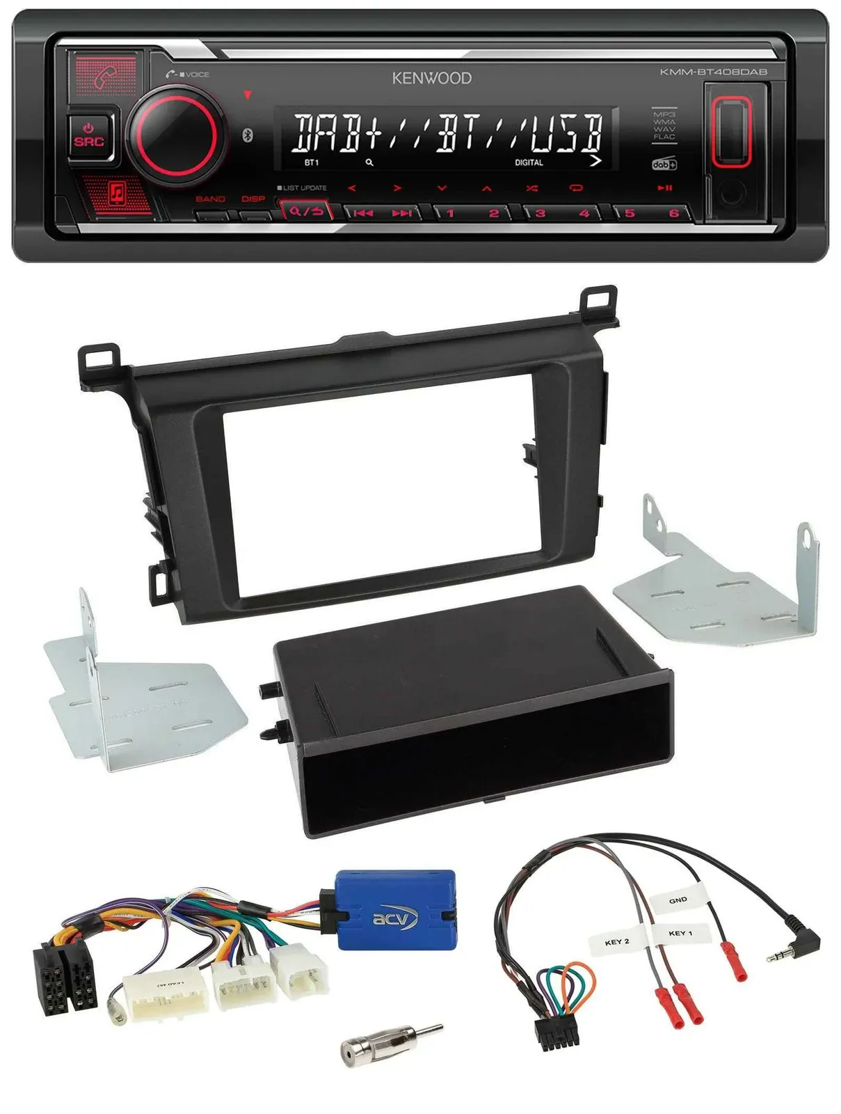 Kenwood Lenkrad Bluetooth USB DAB Autoradio für Toyota RAV-4 ab 2013
