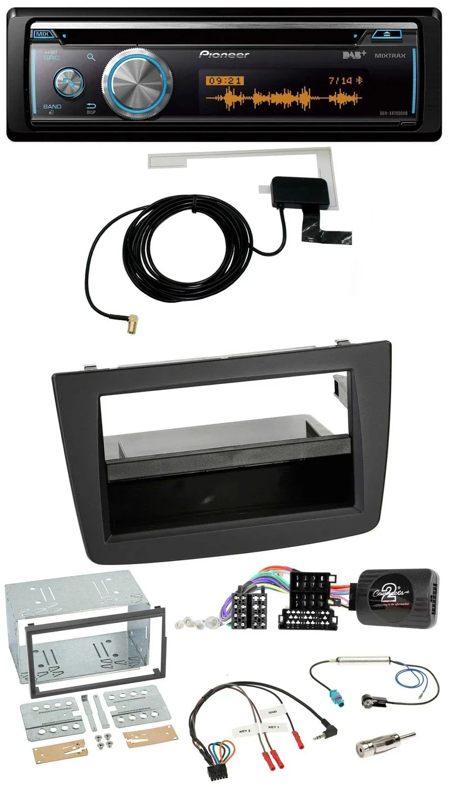 Автомагнитола для Alfa Romeo Mito (2008–2014) Pioneer Bluetooth DAB USB CD, поддержка кнопок на руле, цвет черный