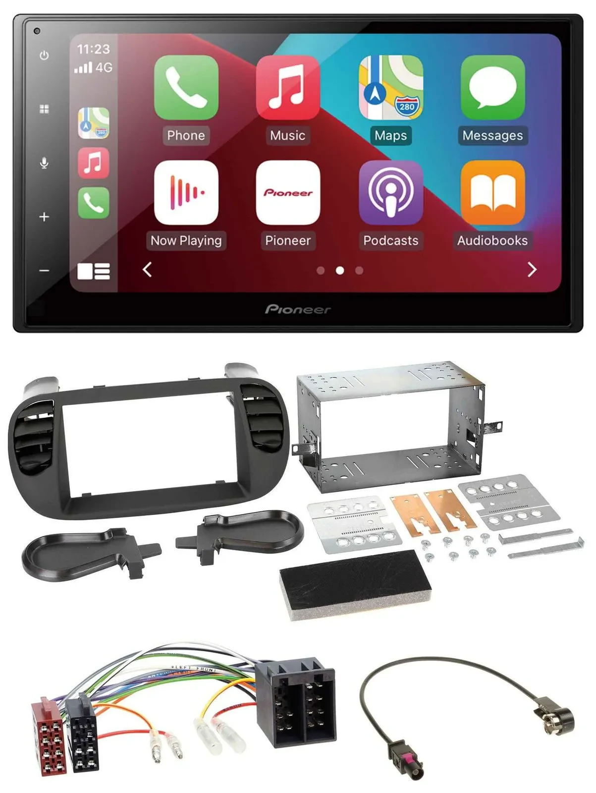 Pioneer USB MP3 DAB 2DIN Bluetooth Autoradio für Fiat 500 ISO ab 12 soft touch
