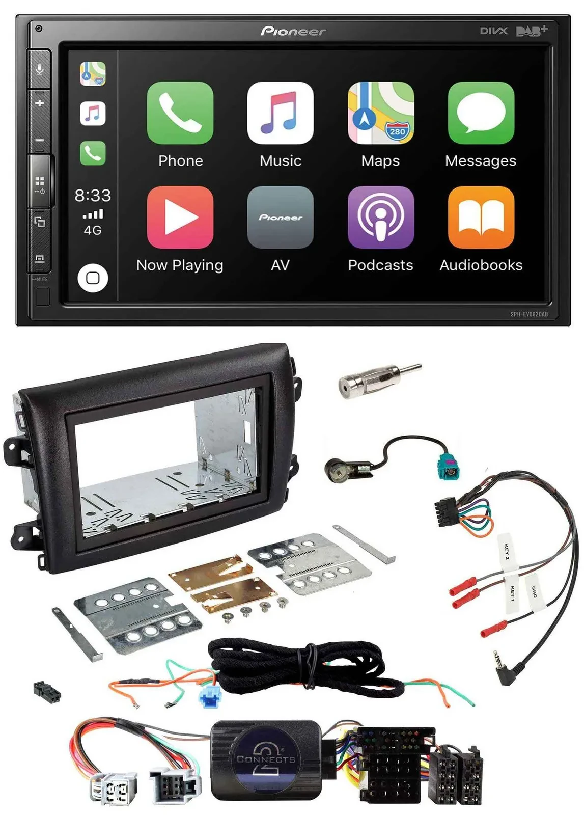 Pioneer USB Lenkrad DAB 2DIN Bluetooth Autoradio für Fiat Ducato Serie 8 ab 2021