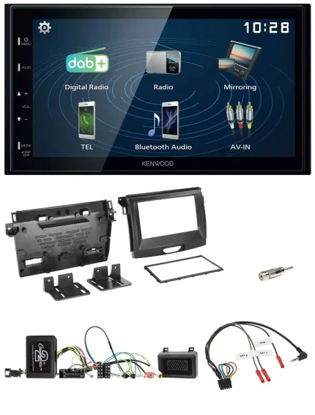 Kenwood 2DIN Bluetooth Lenkrad USB DAB Autoradio für Ford Ranger 2AB ab 04/2015