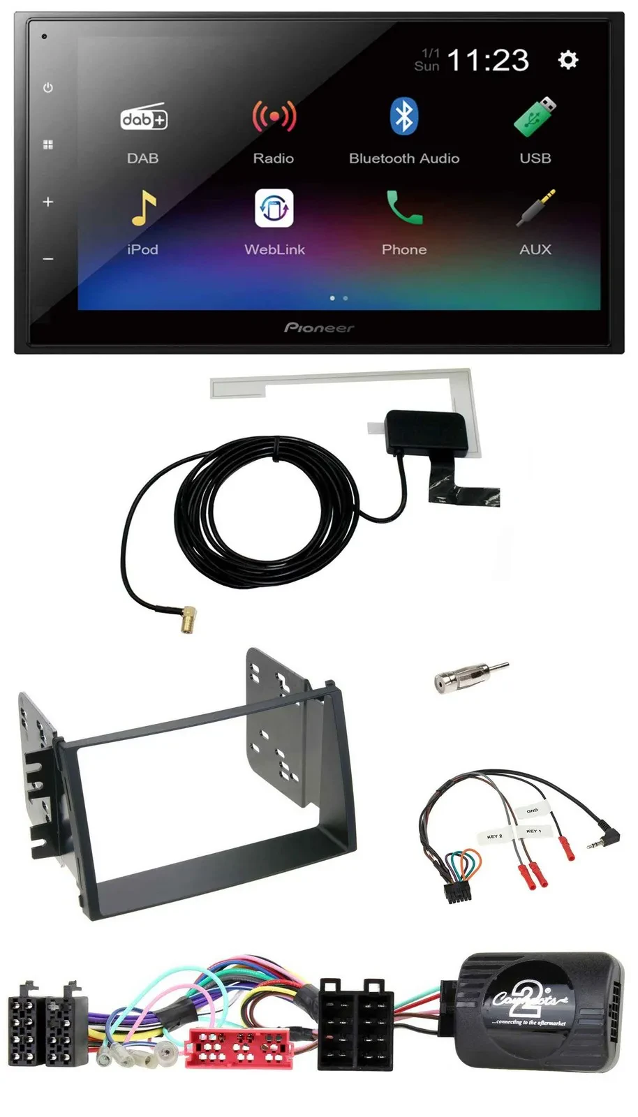 Pioneer DAB Lenkrad Bluetooth 2DIN USB Autoradio für Kia Soul 2009-2011