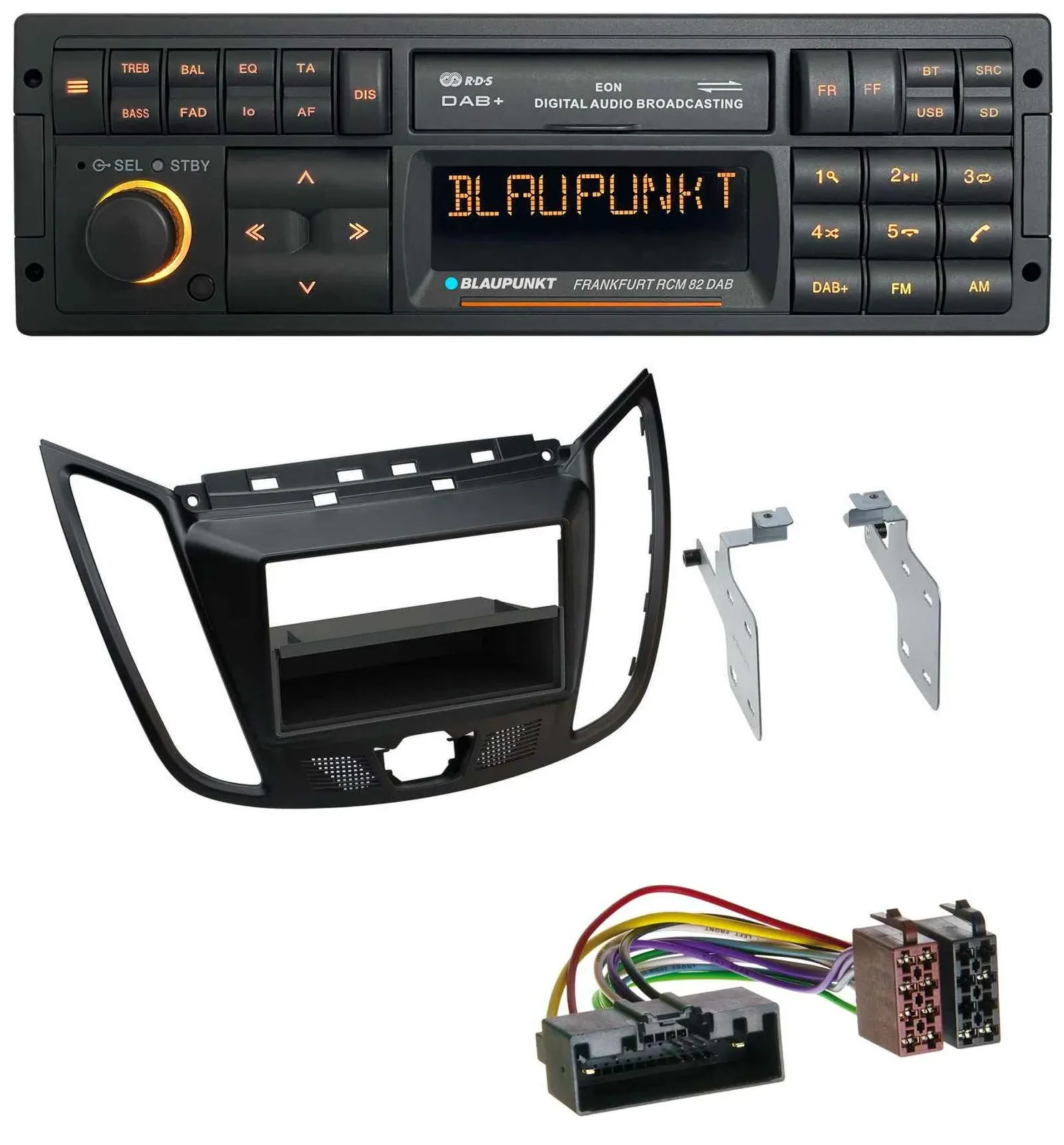 Blaupunkt USB DAB SD MP3 Bluetooth Autoradio für Ford C-Max Kuga matt schwarz