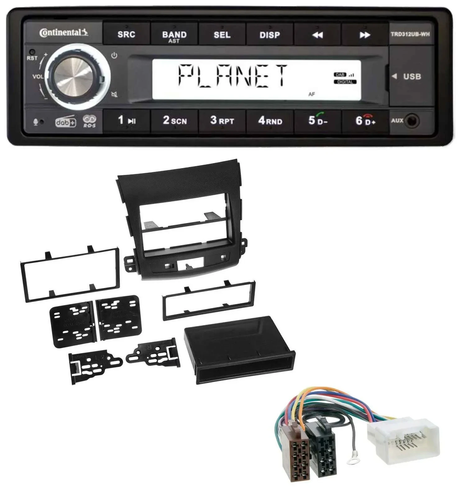 Автомагнитола Continental 1 DIN, USB, AUX, DAB, MP3, для Citroen C-Crosser и Mitsubishi Outlander
