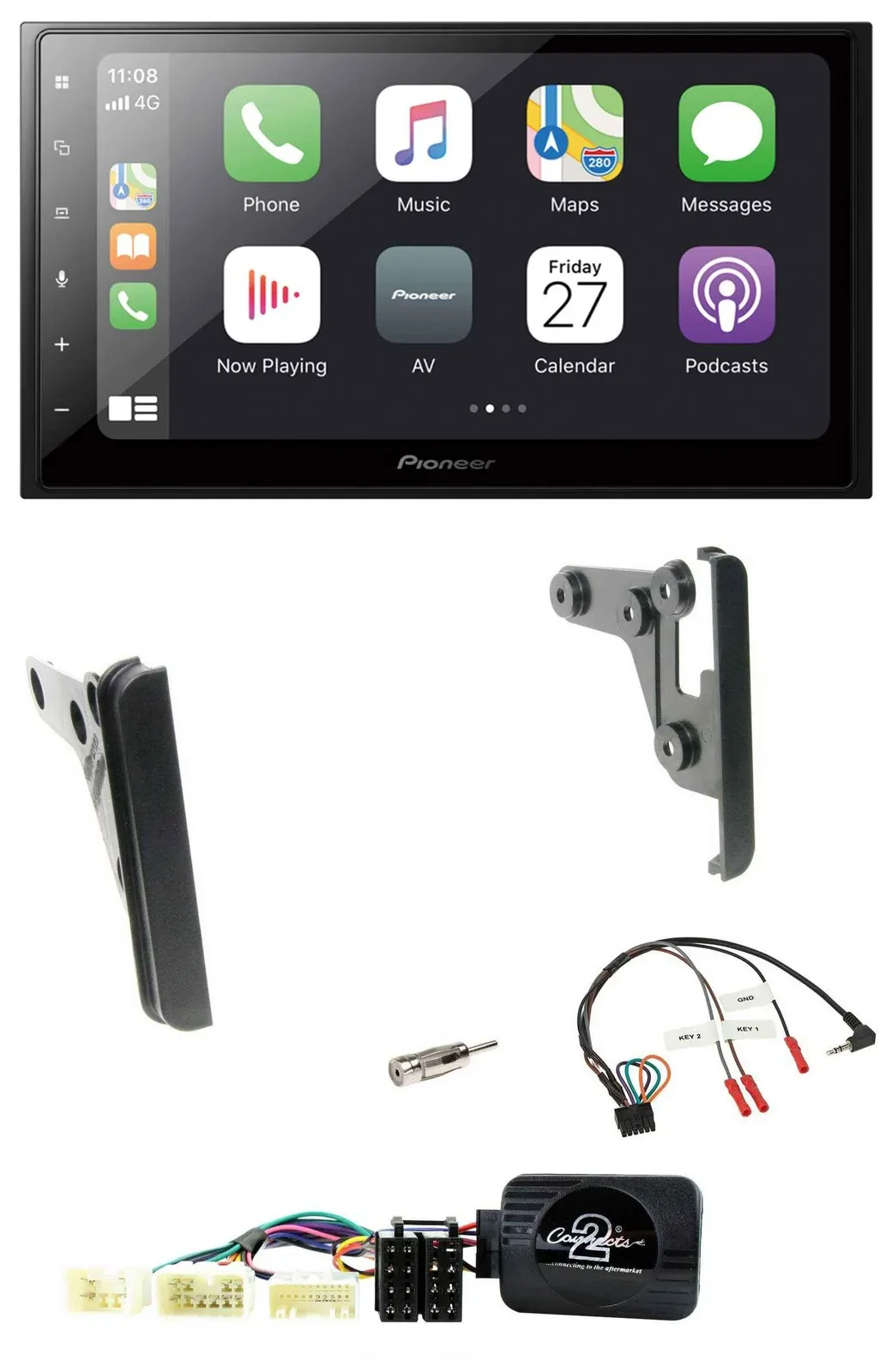 Автомагнитола для Toyota FJ Pioneer 2DIN, Bluetooth, DAB, USB, поддержка управления на руле