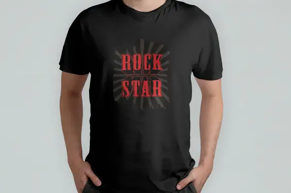 Футболка Popmerch MBM102 "Red Rock Star" черная, мужская, размер M