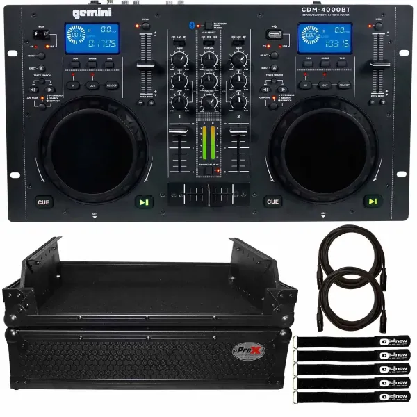 DJ-контроллер с джогом Gemini CDM-4000BT Black с аксессуарами