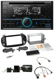 Kenwood CD 2DIN DAB USB Lenkrad Bluetooth Autoradio für Fiat 500 Fakra 08-15 sch