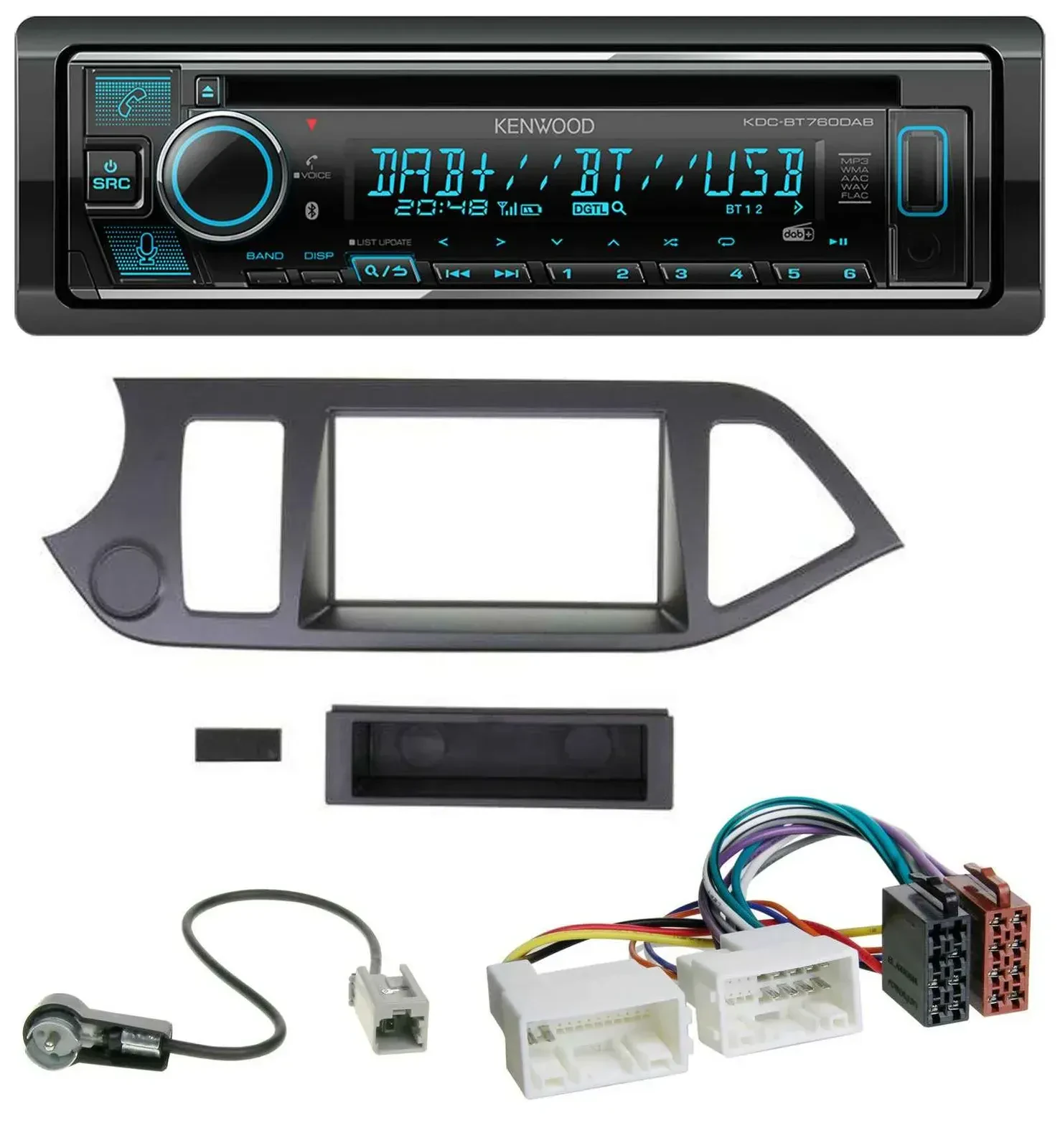 Автомагнитола для Kia Picanto (с 2011) Kenwood MP3, Bluetooth, DAB, USB, CD