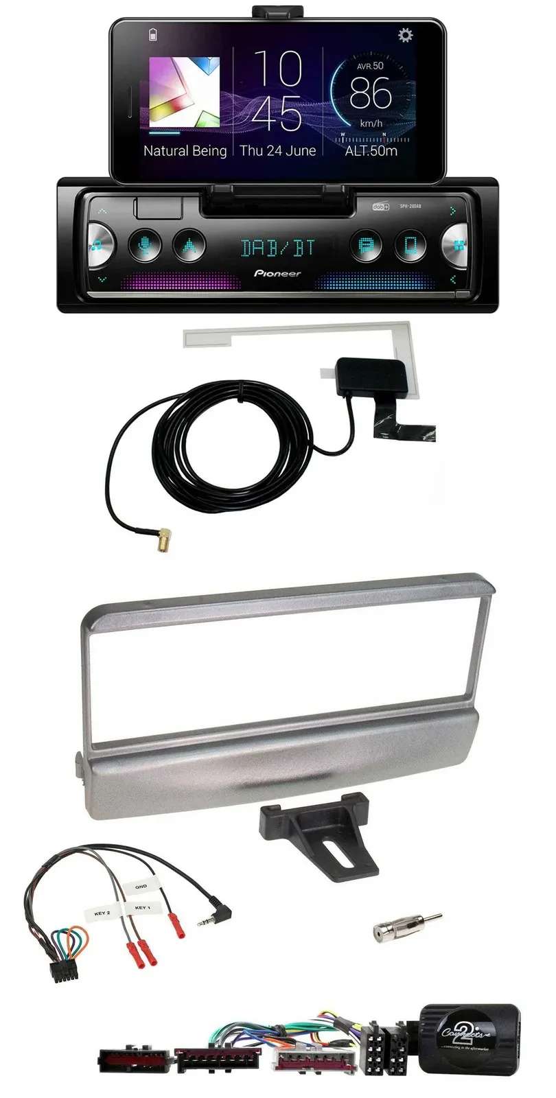 Автомагнитола Pioneer DAB, Bluetooth, USB, для Ford Escort/Focus, серебристая, с поддержкой управления на руле