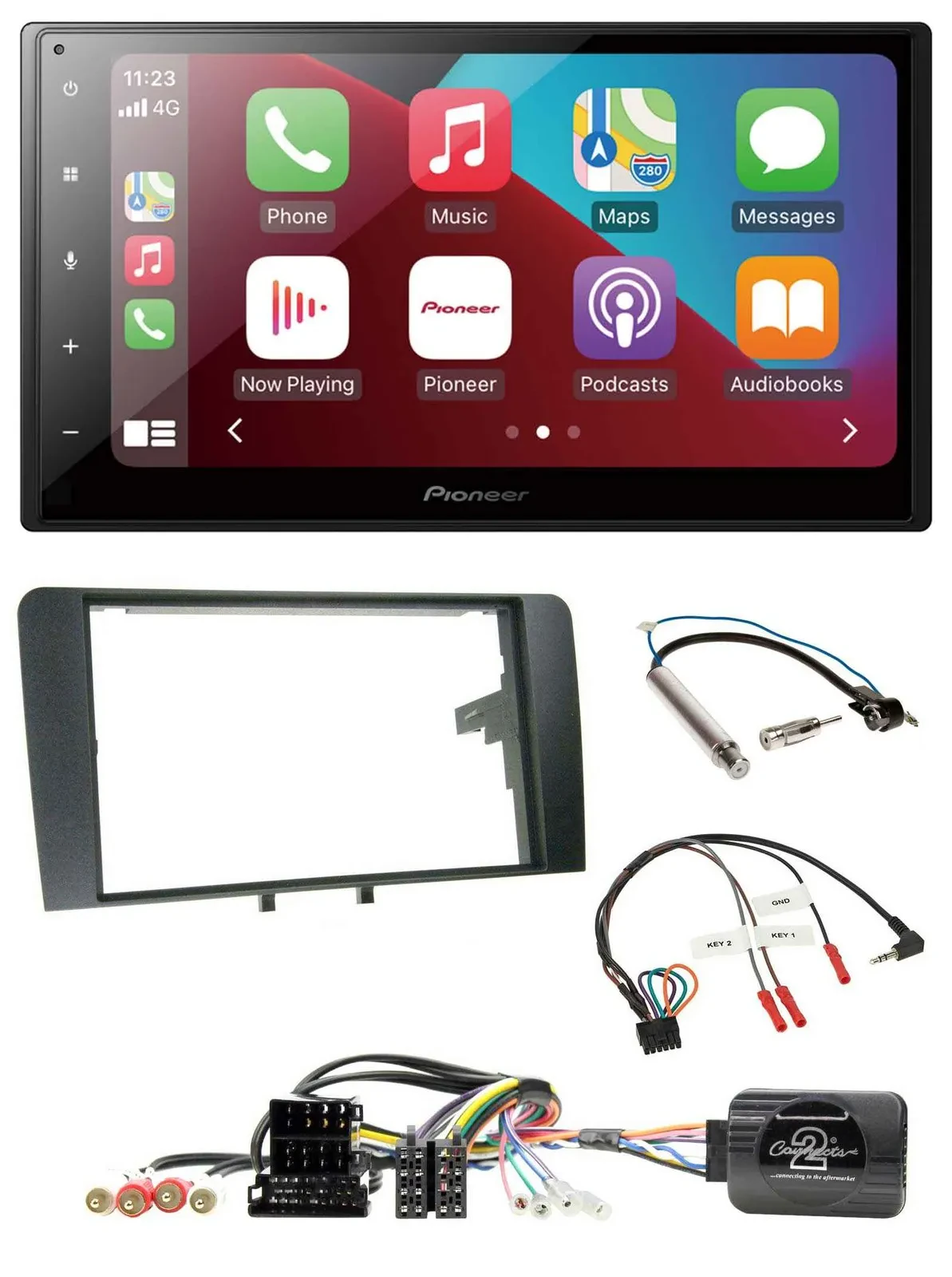 Pioneer USB Lenkrad DAB 2DIN Bluetooth Autoradio für Audi A3 Symphony ISO 8P 200