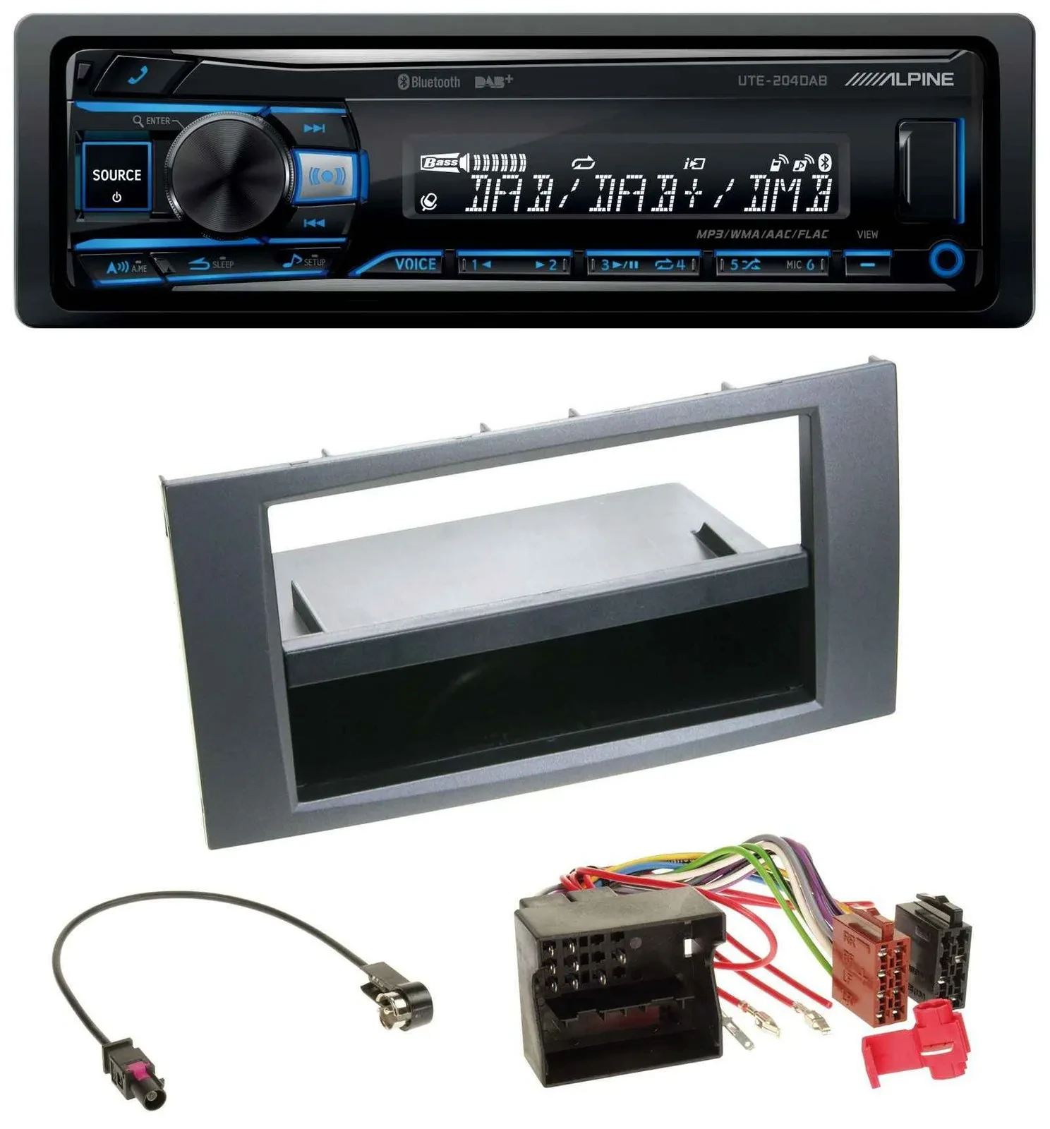 Alpine USB Bluetooth DAB MP3 Autoradio für Ford Fusion Kuga Transit 05-12 anthra