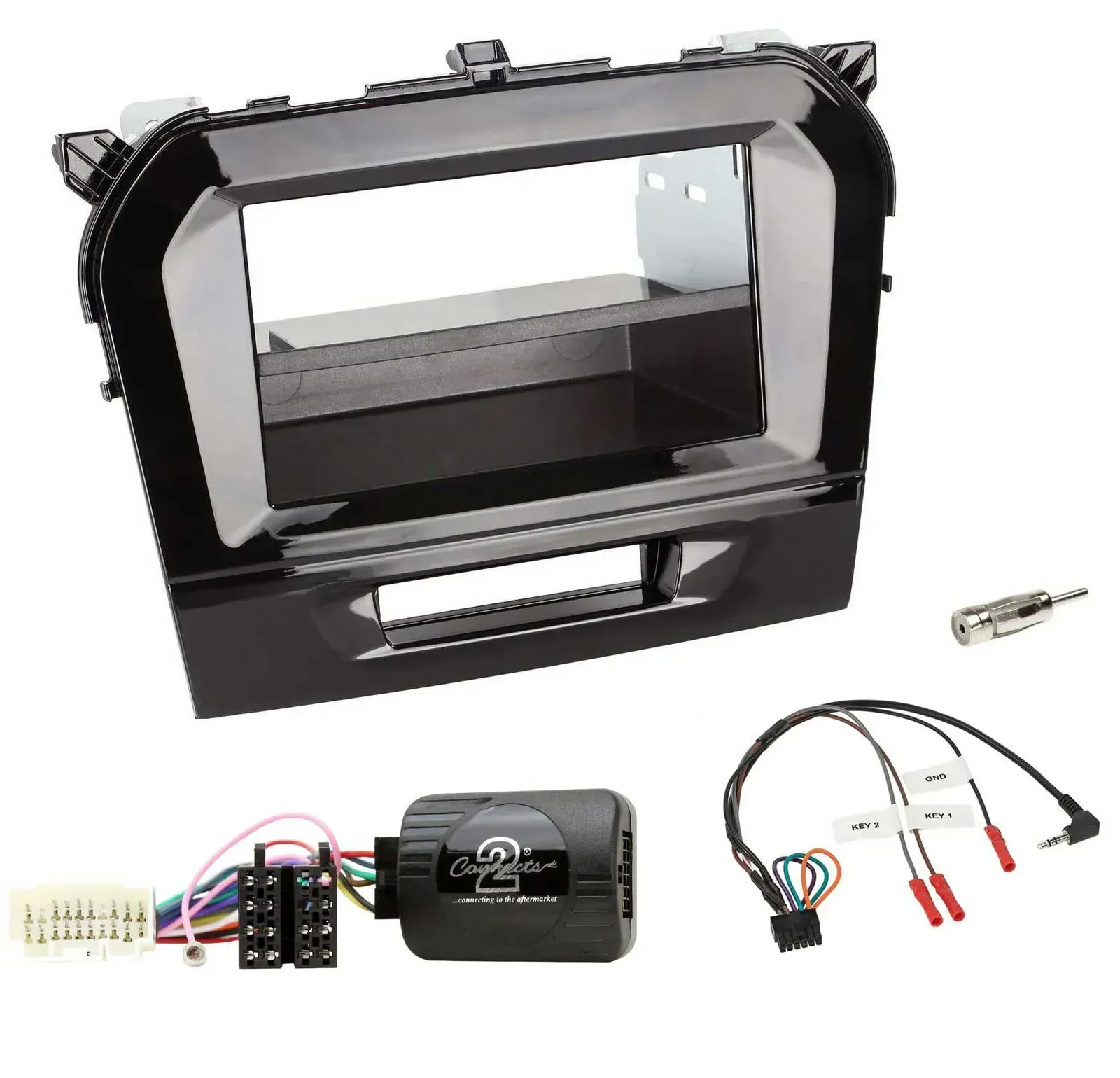 Radioset Lenkradadapter DIN Autoradio für Suzuki Vitara ab 2015 piano schwarz