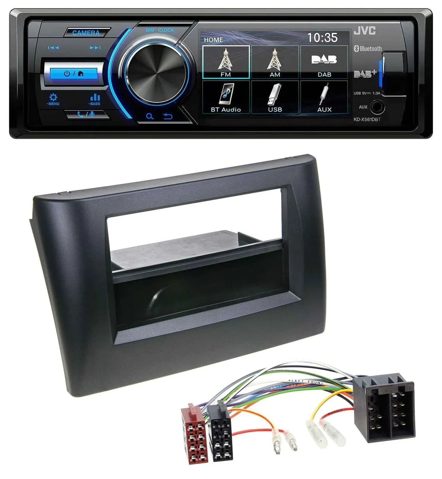Автомагнитола JVC Bluetooth, USB, DAB для Fiat Stilo 192 (2001–2008) с карманом