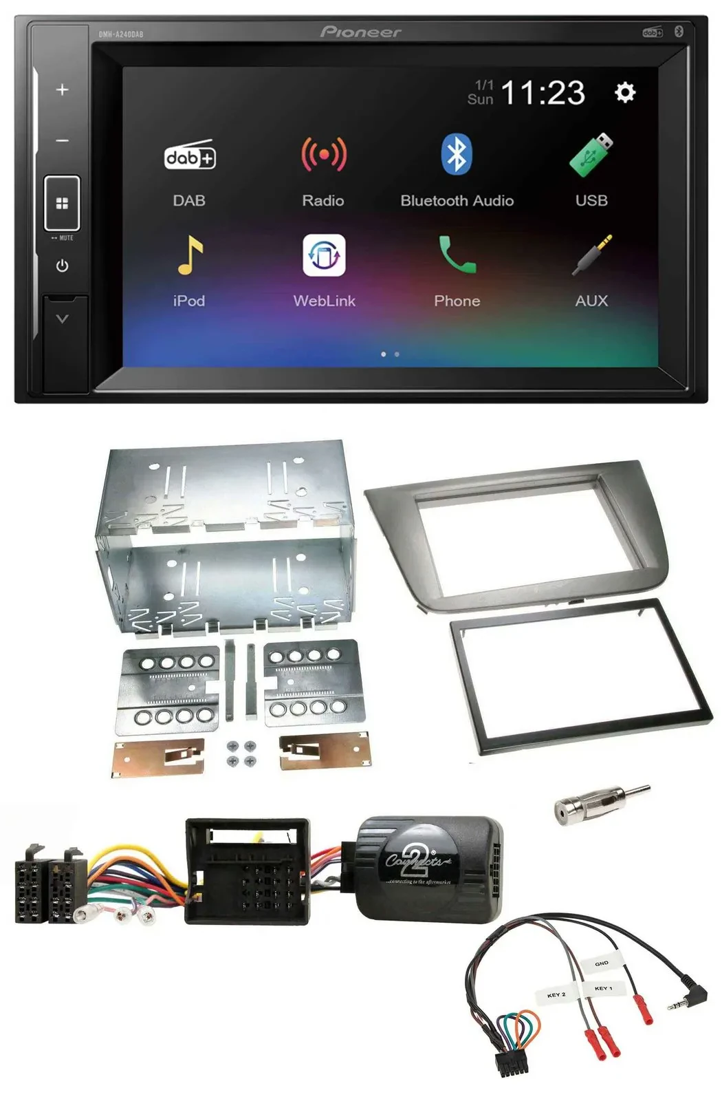 Pioneer DAB Lenkrad 2DIN Bluetooth USB Autoradio für Seat Altea Altea XL Toledo