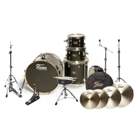 Stage Rock Set, 22" Bass Drum, 10-12-16" Toms, 14" Snare, Birch Black, HW Incl.