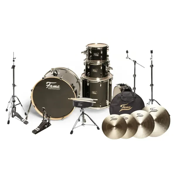 Stage Rock Set, 22" Bass Drum, 10-12-16" Toms, 14" Snare, Birch Black, HW Incl.
