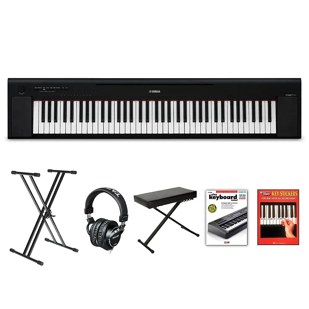 Yamaha Piaggero NP-35 76-Key Portable Keyboard W/Power Adapter Blk Beginner Pack