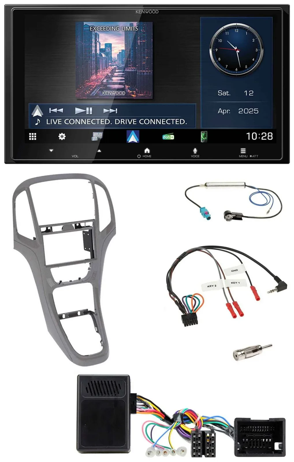 Автомагнитола Kenwood 2DIN, Bluetooth, USB, DAB, для Opel Astra J (с 2009), поддержка управления на руле
