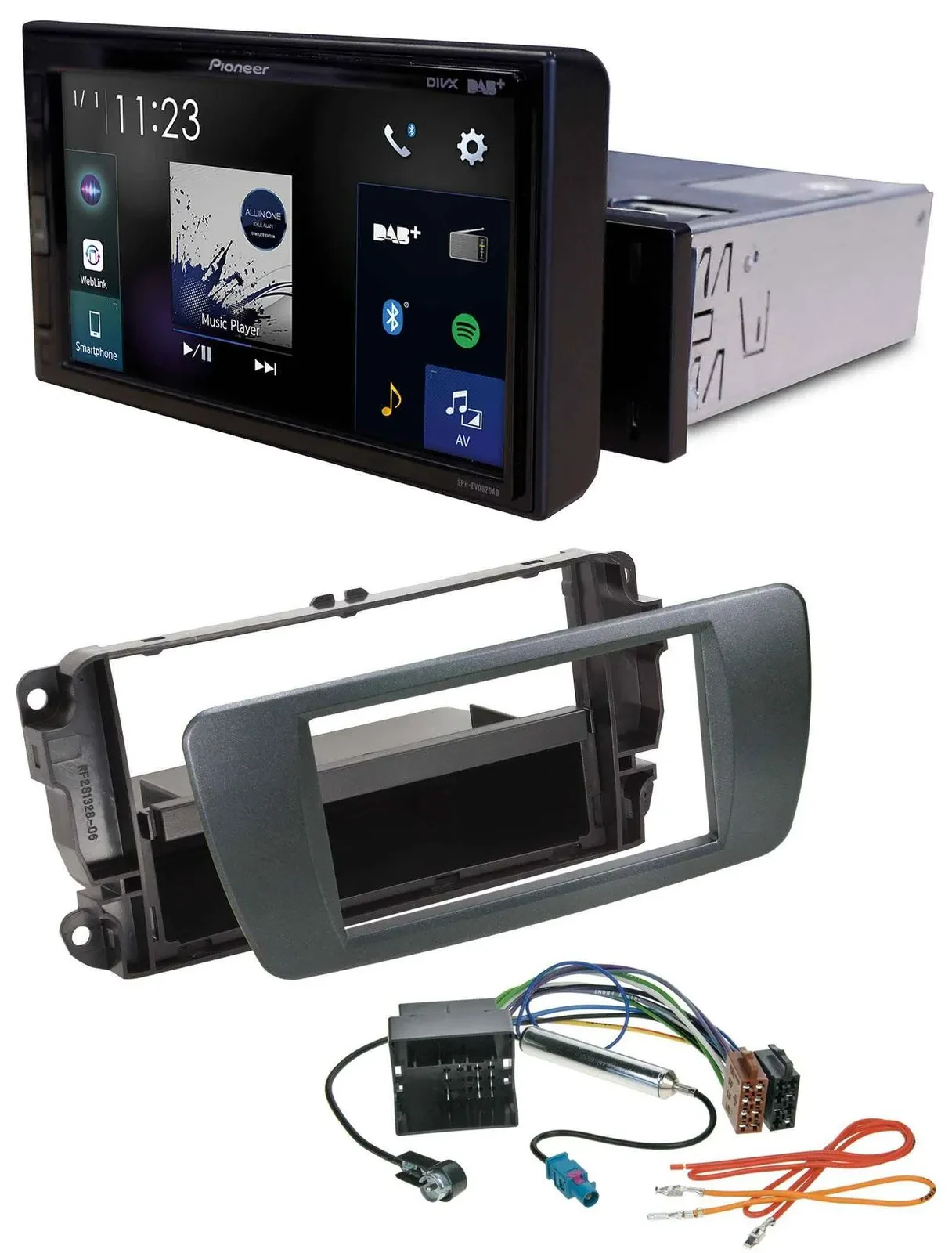 Pioneer DAB MP3 Bluetooth USB Autoradio für Seat Ibiza ab 08 azabacheschwarz