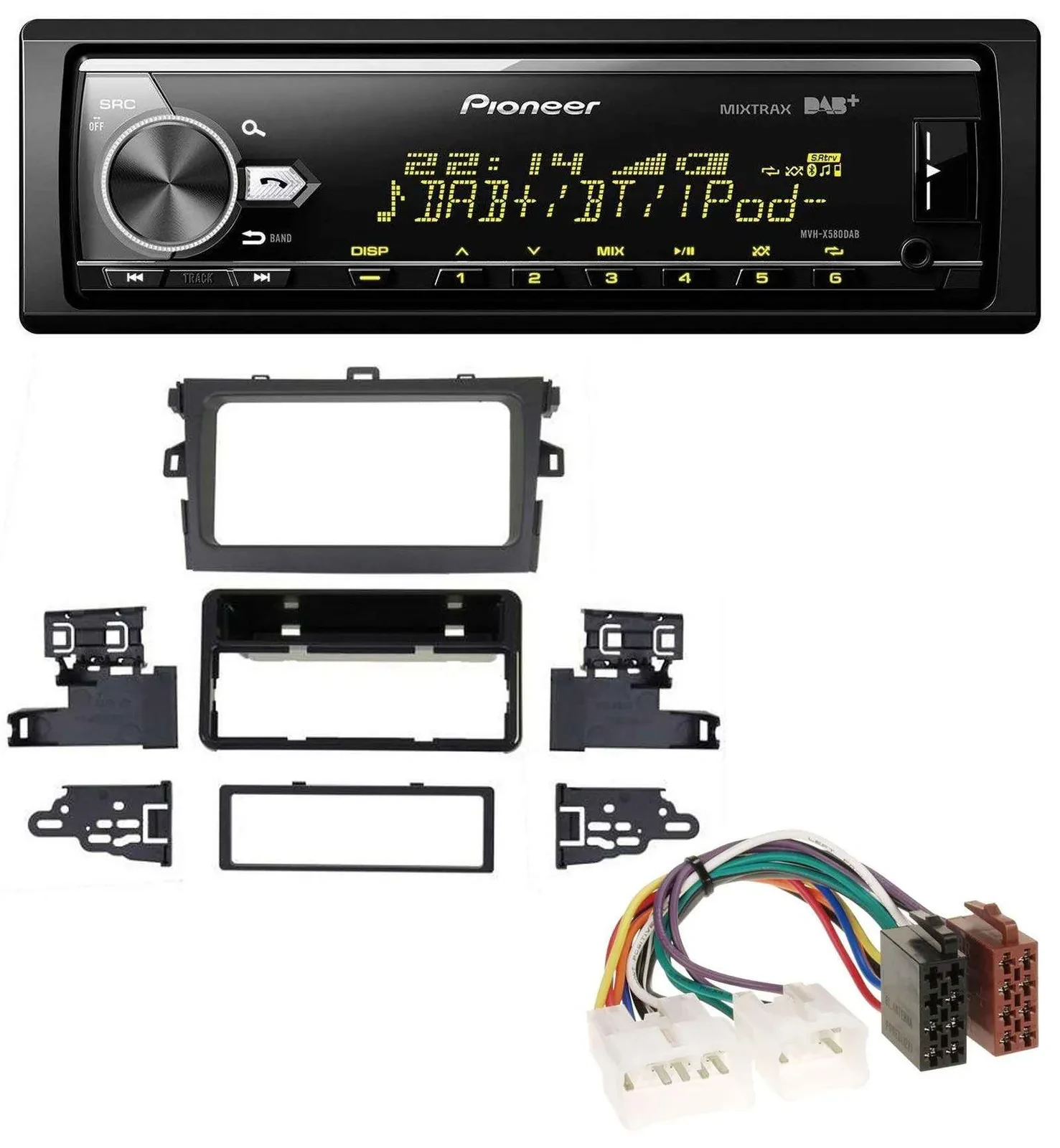 Автомагнитола Pioneer Bluetooth USB DAB MP3 для Toyota Corolla 2009–2012 серебристая