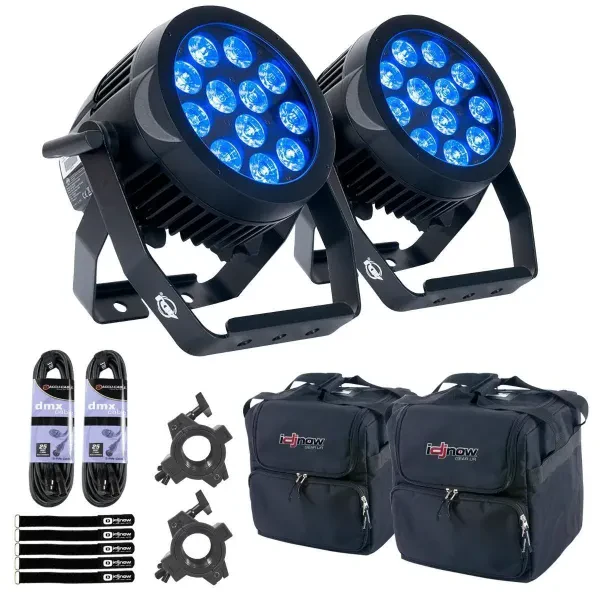 ADJ 12P Hex IP LED Par Fixtures with Carrying Cases Duo Pack