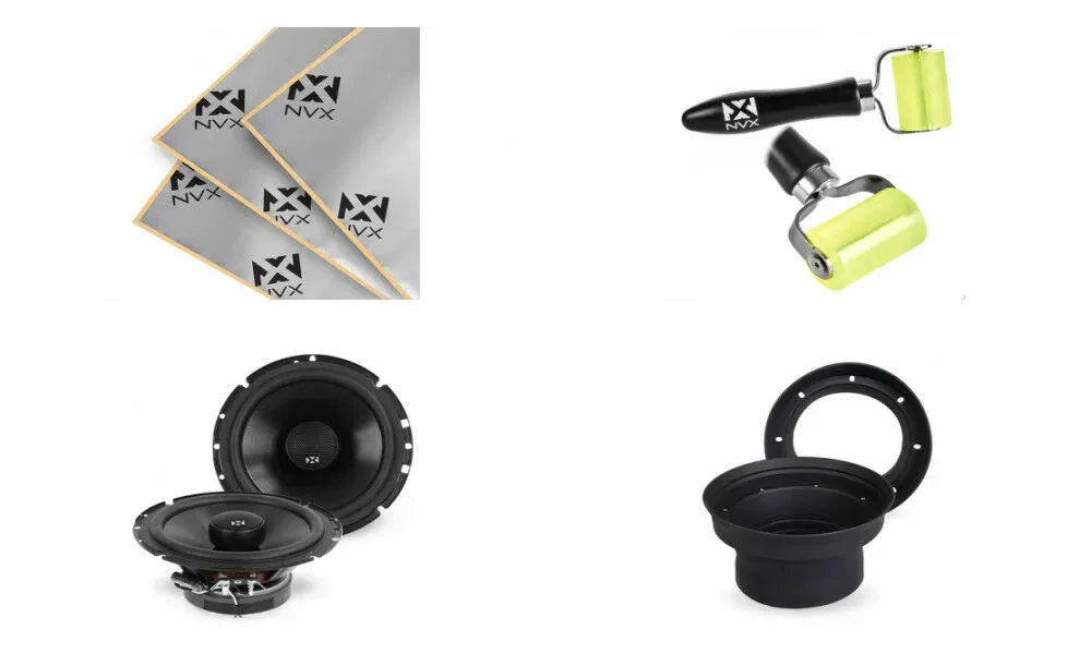 NVX VSP65 6.5" Coaxial Car Speakers with NVX Speaker Baffles & Sound Deadening K