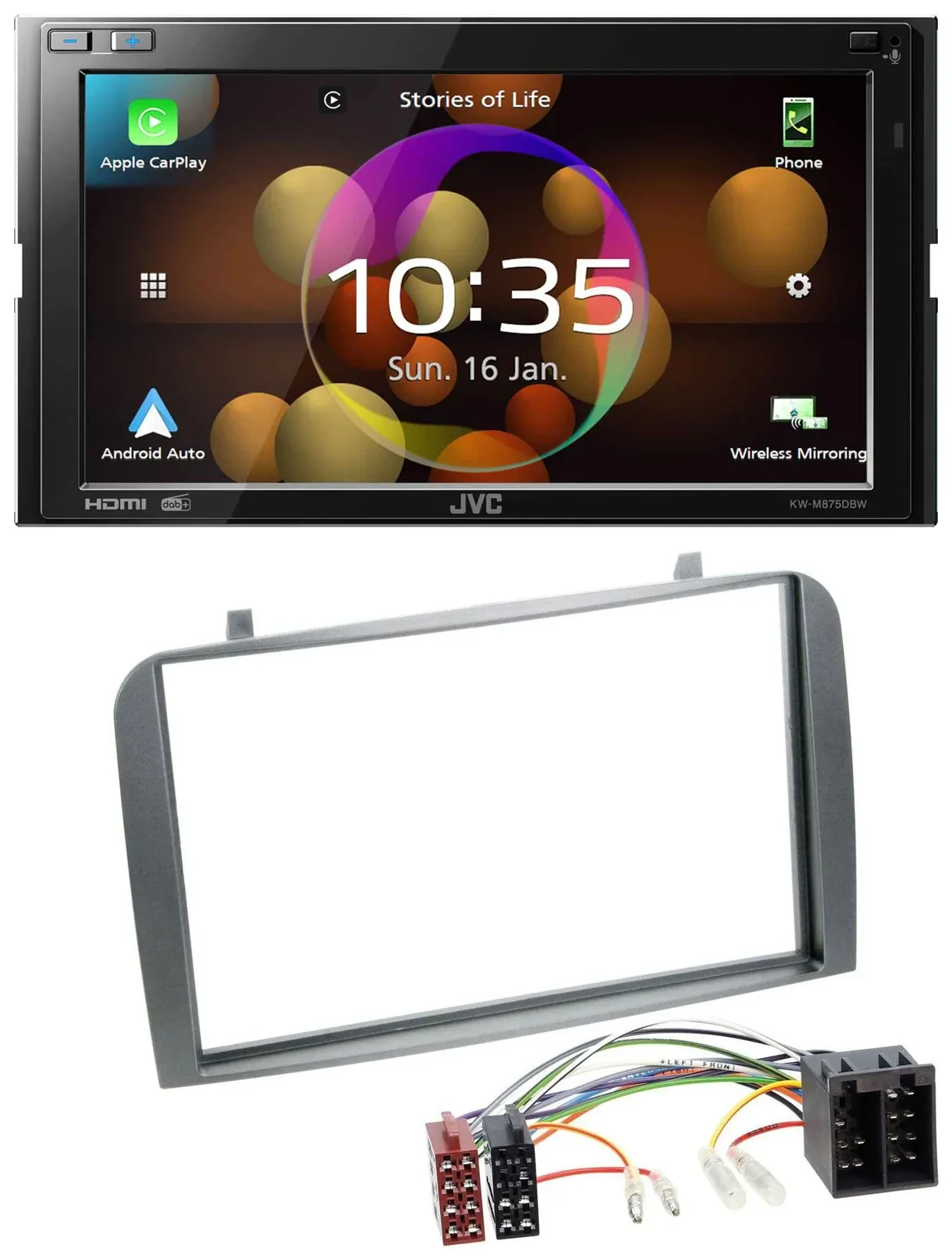 JVC DAB MP3 2DIN Bluetooth USB Autoradio für Alfa Romeo GT 147 00-10 anthrazit