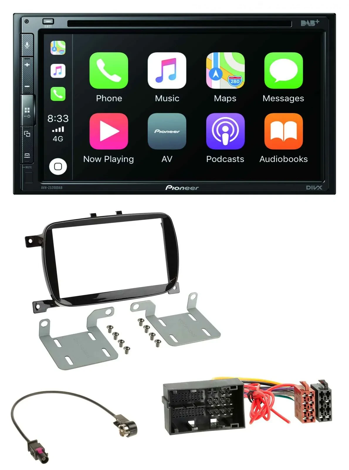 Автомагнитола Pioneer 2DIN DVD MP3 DAB Bluetooth USB для Fiat 500X (с 2016), черный глянец