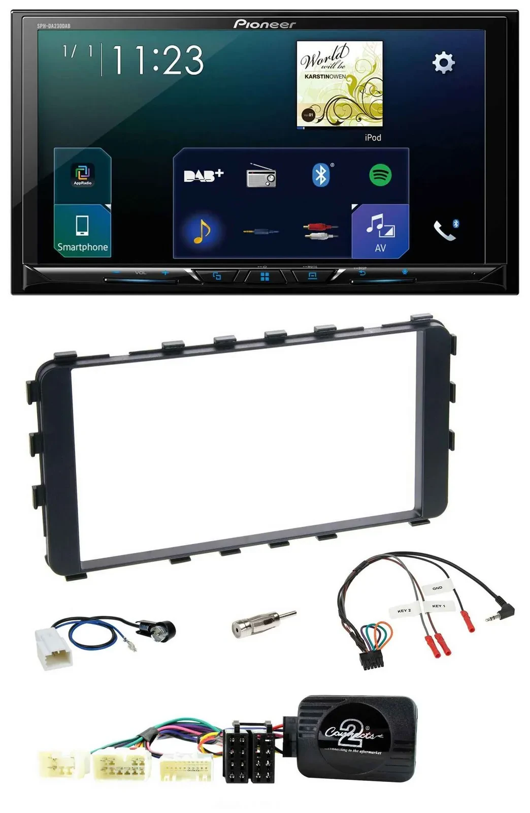 Автомагнитола Pioneer 2DIN Bluetooth USB DAB для Toyota Yaris (2006–2011), совместимая с кнопками на руле